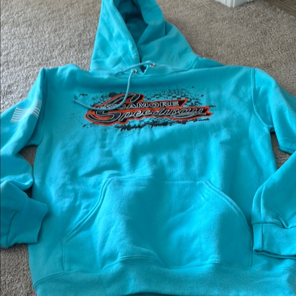Blue Graphic Hoodie nwot small sycamore speedway hoodie